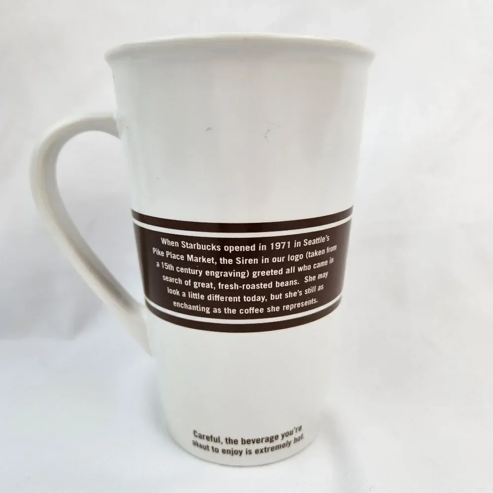 ☕️Starbucks 2008 Ivory & Brown Original Siren Logo 16oz Tall Mug